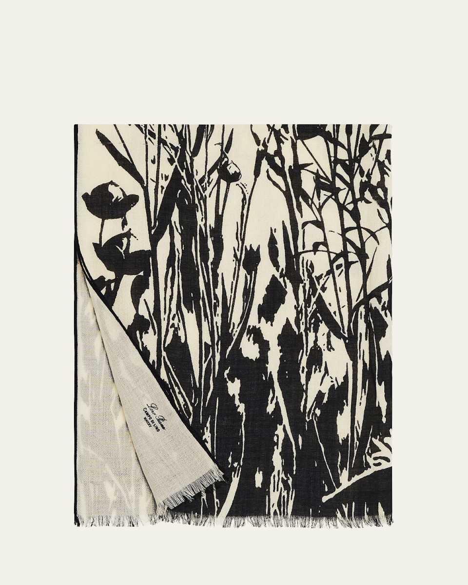 Campo Di Lino Fringed Floral-Print Stole